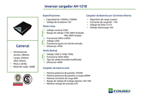 Imagen 4 de 4 de Inversor Cargador 12v 220v 1000w Pwm