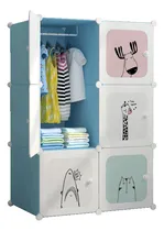 Comprar Armario De Plástico Closet Organizador Portátil 6 Cubos Para Niños Multifunción Color Celeste Gabinete Organizador Portátil Estantes De Almacenamiento Guardarropa Ropero Diy Armable Kingshouse