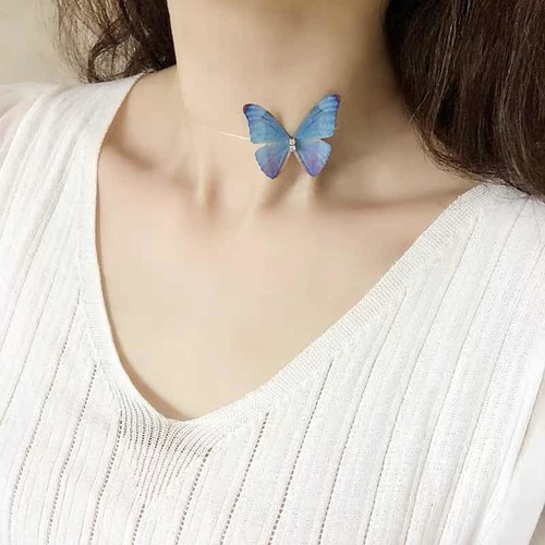 Choker Gargantillas Mariposa Invisibles Colores X12 Unidades