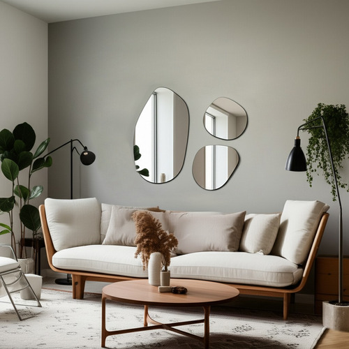 Set Espejos Moderno Decorativo De Pared Irregular Asimétrico
