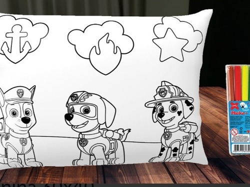 Imagem 1 de 2 de Almofadas De Pintar Acompanha 6 Canetinhas