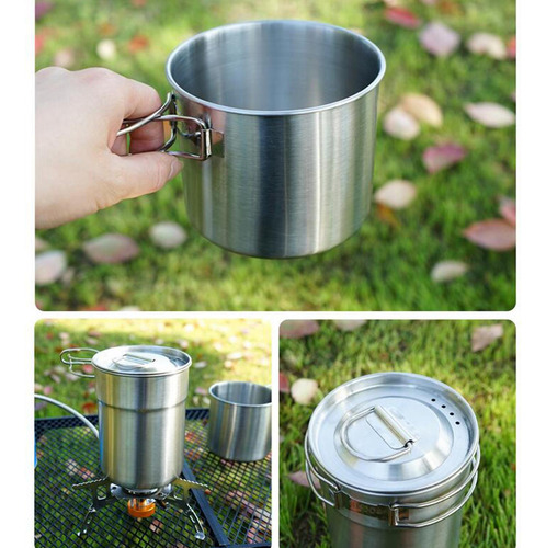 2 Piezas Kit De Taza De Camping Olla Cuenco De Cocina