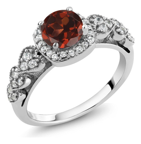 Anillo De De Plata De 925 Con Granate Rojo Para Mujer 132 Qu