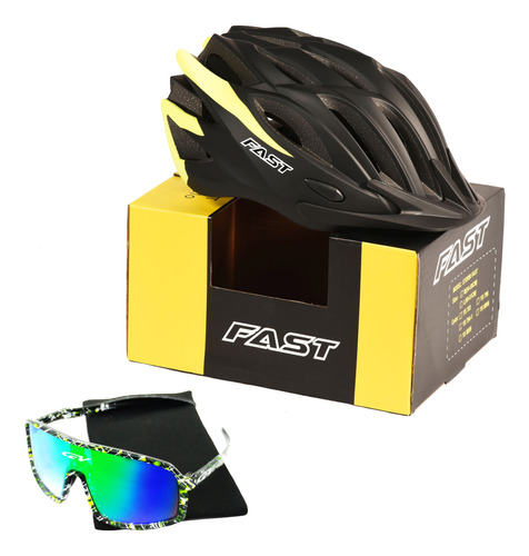 Combo Casco In Mould Marca Fast + Lentes Ciclismo