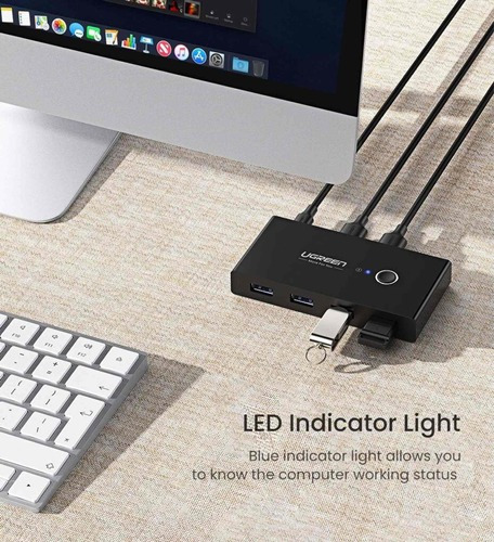 Conmutador Kvm Ugreen Usb 3.0, 4 Puertos, 2 Computados