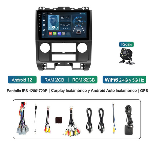 Estéreo 2+32g Carplay Para Ford Escape 2008-2011 Gps Wifi