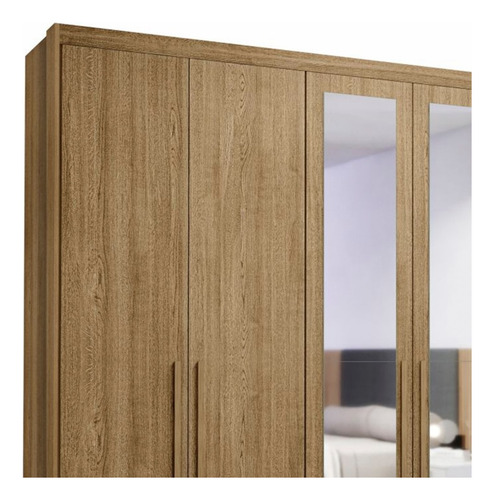 Guarda Roupa Casal 6 Gavetas Espelho Dubai Majestic Nature Cor Marrom