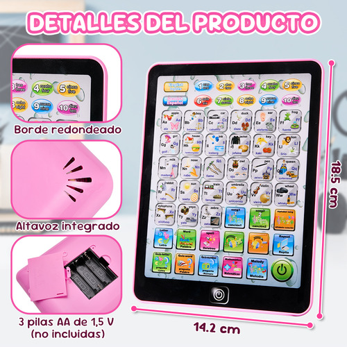 Ordenador Portátil Juguete Aprende Didáctico Español/inglés Color Rosa