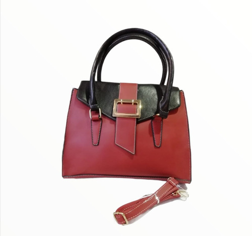 Imagen 3 de 3 de Bolsa De Dama M 9198-1 Vino Con Negro