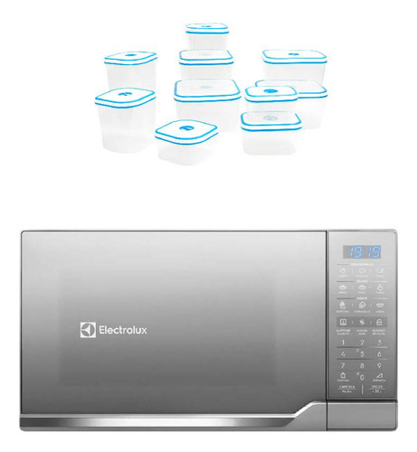 Combo: Microondas Electrolux 25l Gris (emdo25s2gsrug) + Set 