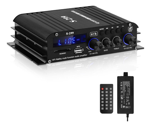 Amplificador De Audio S-299 Bluetooth 5.0 Para El Hogar.