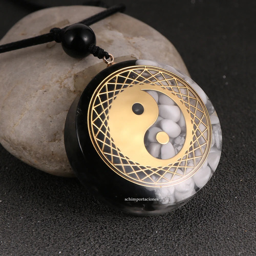 Obsidiana Negra + Cuarzo - Orgón - Colgante - Yin Yang Reiki