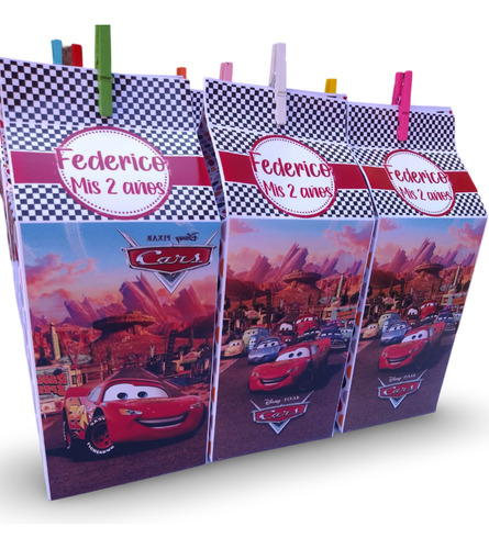 Bolsitas Cars Cumpleaños Autos Milk Box X20 Golosineras Nene