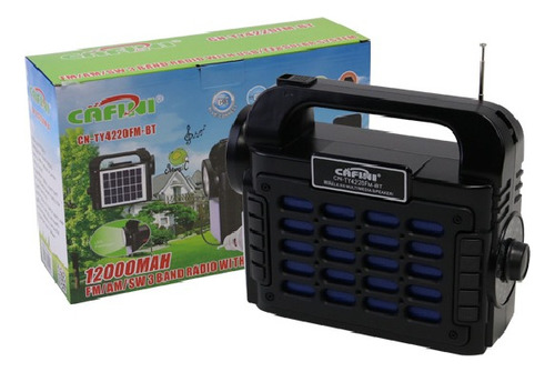 Kit Solar Con Parlante Lampara Linterna Camping Color Negro