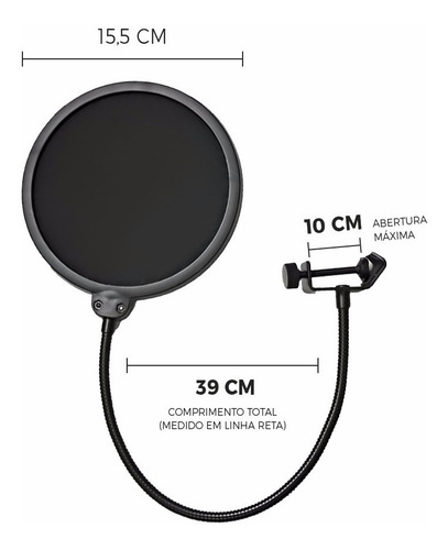 Imagem 8 de 10 de Kit Arcano Microfone Am-black-1 + Am-f1 + Pedestal Pmv