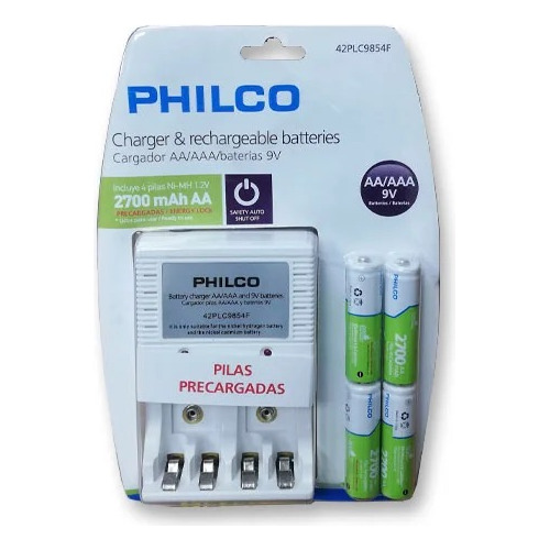 Cargador Para Aa/aaa/9v Philco C/4 Pilas  Aa  2700 Mah 