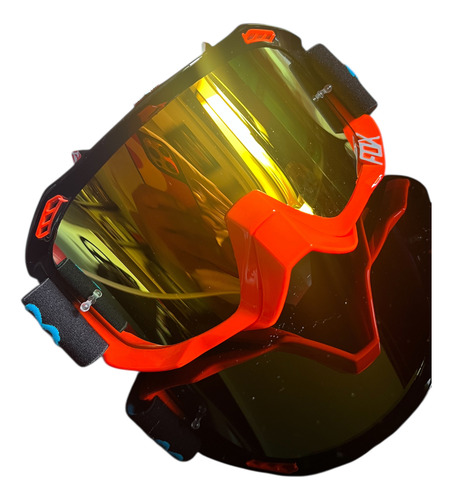Lentes Googles Fox Motocross Cuatrimoto Ruta Mtb Rzr Can Am Naranja Naranja Claro Universal