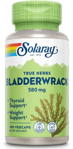 Algas Marinas 580 Mg Solaray 100 Cápsulas Veganas