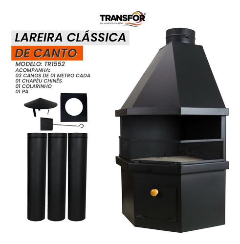 Lareira A Lenha De Canto Clássica - Tr1552 -transfor