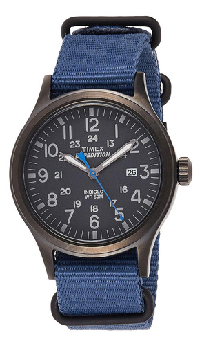 Reloj Timex Tw4b048009j Men's Tw4b04800 Expedition Scout 4 Color de la correa Azul Color del bisel Acero inoxidable Color del fondo Negro