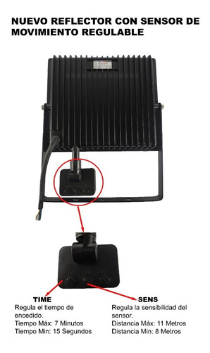 Imagen 3 de 10 de Reflector Con Sensor De Movimiento 30w Luz Fría Akai