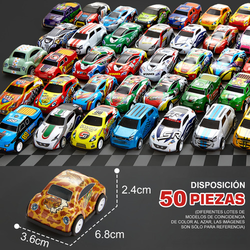 Lictinx 50 Pcs Metal Juguetes De Car Set Carritos Carro Con Caja Map Para niños,Mini Coche De Rally,Coche de retroceso