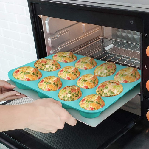 Molde Silicona Goma Horno Muffins Cupcakes X12 Reposteria