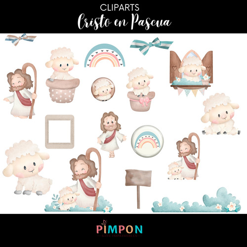 Kit Digital Cliparts + Fondos - Pascuas - Cristo En Pascuas