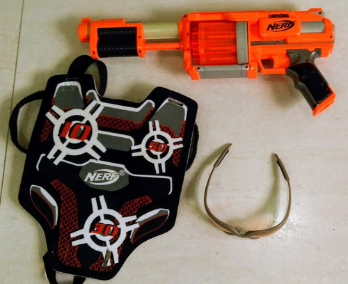 Lança Dardos Nerf Dart Tag Furyfire + Óculos + Colete