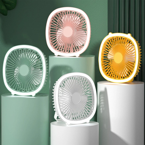 Ventilador Portátil Com Luz Led Recarregável 3 Velocidades Cor Rosa