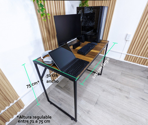 Escritorio Brivi T2 Tzalam En Acero - Compacto Y Resistente Negro