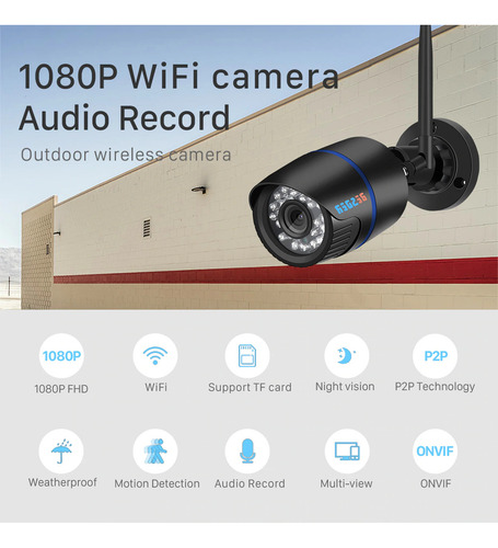 Camara Ip 1080p Fhd Conexion Wifi Tipo Tubo Cañon Onvif