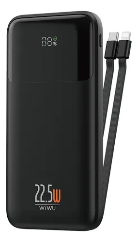 Power Bank Wiwu Carga Rápida 22.5w Doble Usb + Tipo C Negro