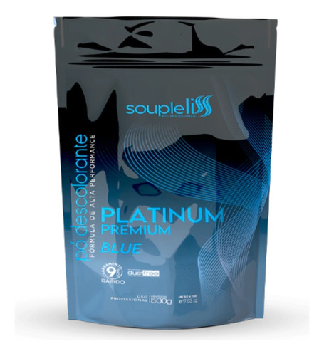  Pó Descolorante Soupleliss Platinum Premium Blue 500g Tom Azul - 10 Tons