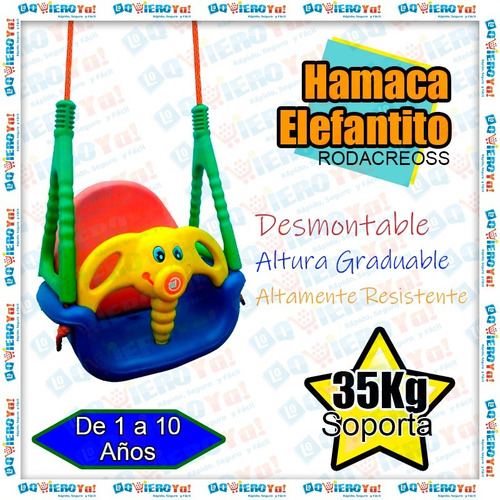 Hamaca Elefantito Colgable H/ 35kg Rodacross Envio Gratis