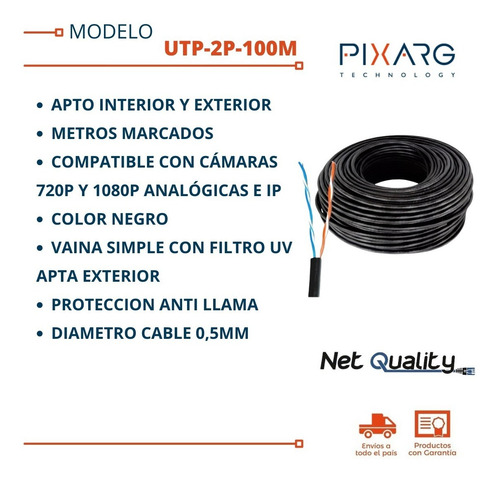 Imagen 2 de 8 de Cable Rollo 100mts 100m Utp Exterior Cat 5e Red Vaina Negra