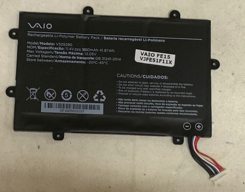 Bateria Para Notebook Vaio V525290 Fe15 Vjfe51f11x Original Preto