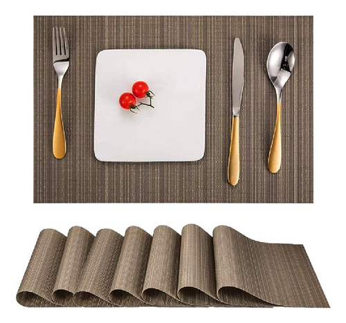 Aleissi Juego 6 Mantel Individual Rectangular 30x45 Cocina Color Café