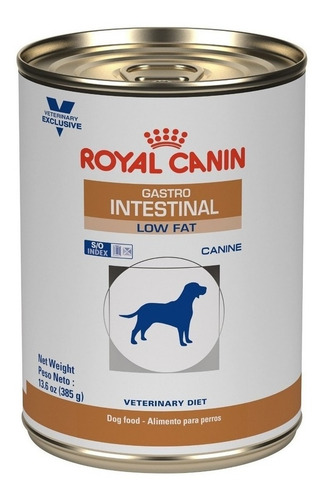 Imagen 1 de 1 de Alimento Royal Canin Veterinary Diet Canine Gastrointestinal Low Fat para perro todos los tamaños sabor mix en lata de 385g