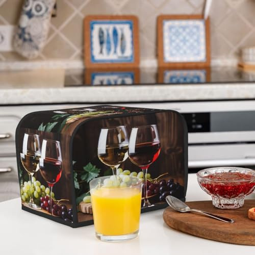 Funda Para Tostadora De 2 Rebanadas Con Copas De Vino Y Uvas