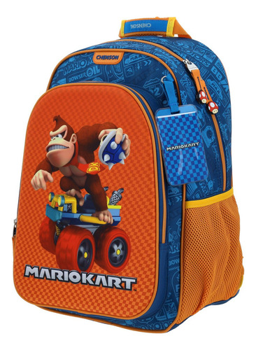 Mochila Grande Escolar Chenson Super Mario Kart Krap Para Niño Primaria Color Azul Diseño De La Tela Termoformado