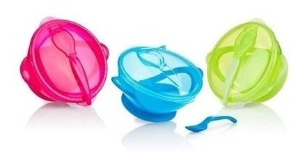 Imagen 4 de 4 de Porta Comida Bebé Azul Plato Tapa Cuchara Nuby Bol