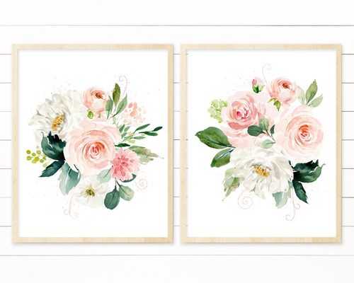 Set X2 Cuadros 33x43 Completos Decorativos Rosas Shabby Chic