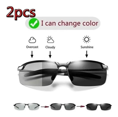 Gafas De Sol Polarizadas Fotocromáticas Para Hombre, 2 Unida