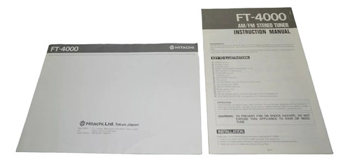 Manual De Instrucciones Sintonizador Hitachi Ft-4000 !