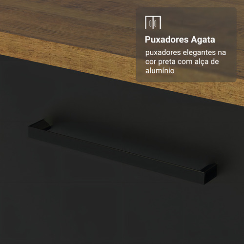 Armário De Cozinha Completa 340cm Agata Madesa 01 Cor Rustic/preto
