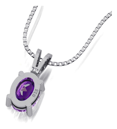 Imagem 2 de 7 de Colar Ametista Natural Prata 925 Oval 5x7 - Exclusivo