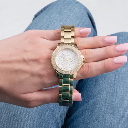 Reloj Para Mujer Guess Color Blanco Heiress Color Del Bisel Dorado Color  Del Fondo Dorado