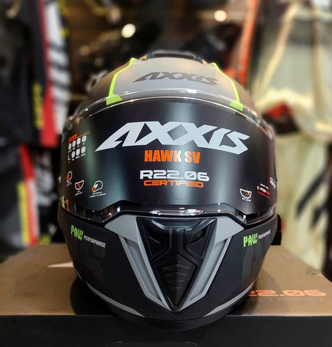 Imagen 4 de 8 de Casco Moto Axxis Hawk Evo Paw B2 Gris Mate Doble Visor