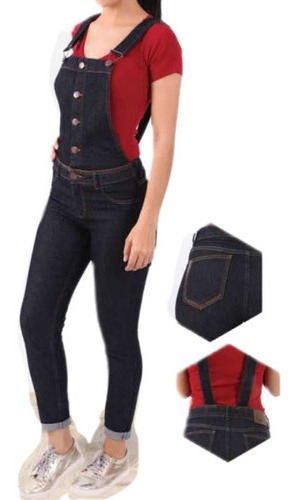 Macacão Feminino Jeans Com Elastano Skini Coladinho Da Moda